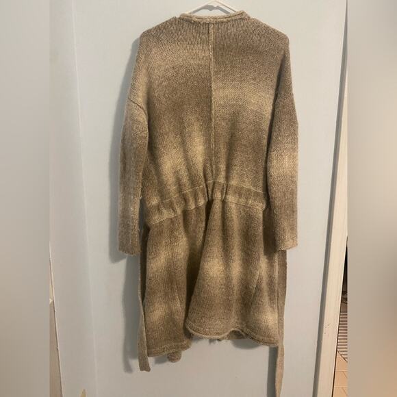 James Perse Women's size 3 Large Tan Ombre Long Belted Duster Cardigan Sweater - Picture 4 of 7
